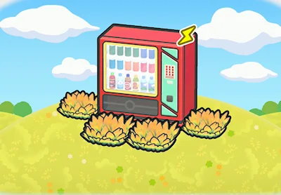 풀숲의 자판기 일러스트