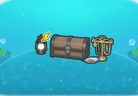 Treasure chest and sparkling jewels